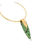 Zanish Pendant Necklace with Unakite stone, protective healing jewelry, brass choker, stylish meaningful accessory, perfect for everyday elegance