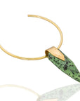 Zanish Pendant Necklace with Unakite stone, protective healing jewelry, brass choker, stylish meaningful accessory, perfect for everyday elegance-diagonal view
