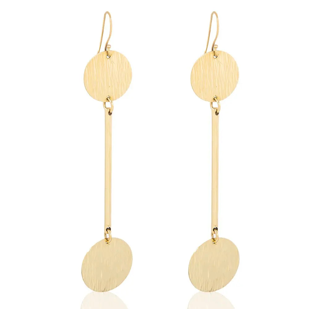 Zashaina Circular Earrings: Inspirational brass hoops, symbolic strength, versatile charm, perfect gift, crafted precision, emotional connection, everyday luxury-wide angle view