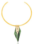 Zelda Healing Necklace: Unakite stone energy-balancing pendant, harmonious brass design, meaningful & stylish spiritual jewelry-front view