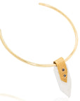Zelda Quartz Spiritual Necklace: grounding quartz, mindful elegance, serene balance, spiritual connection, brass & eucalyptus, meaningful jewelry-side view
