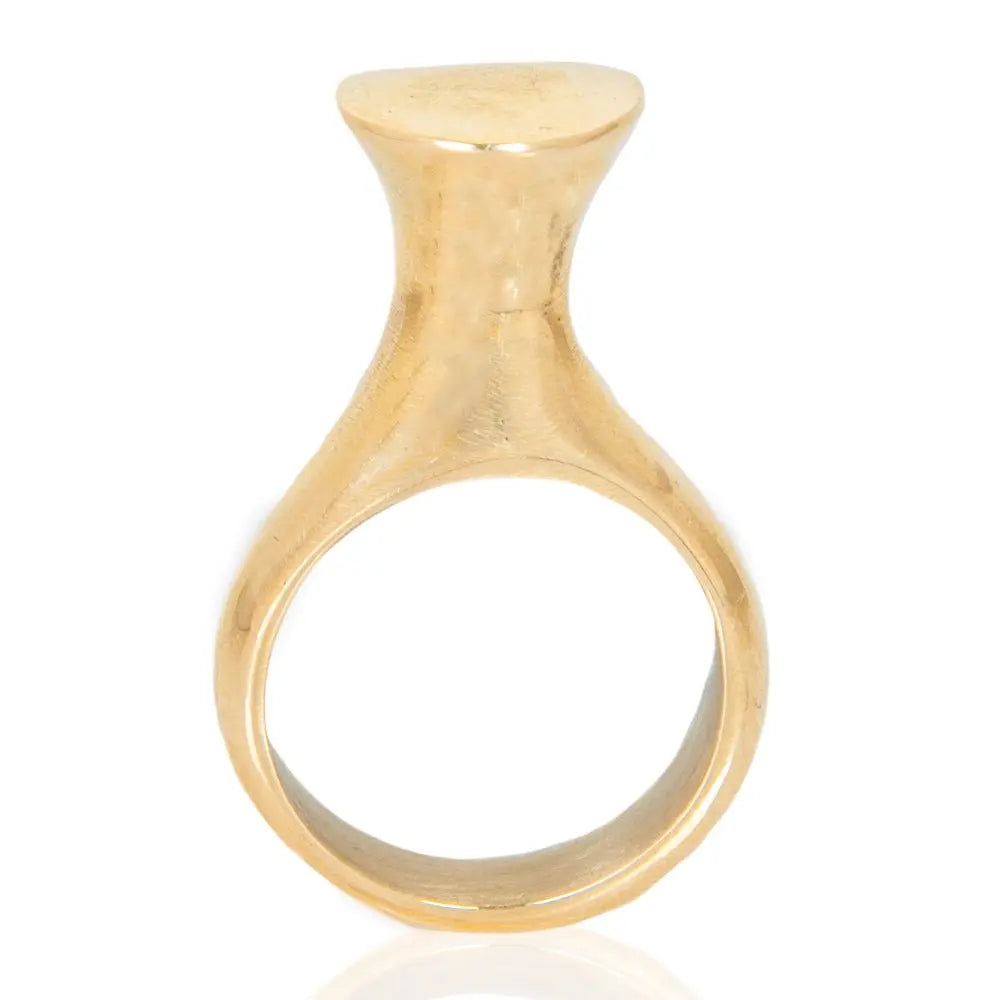 Zetu Brass Ring: Symbol of strength, belief, and resilience. Durable brass, bold design, perfect for meaningful, standout style-top view
