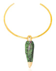 Zanna Pendant Choker: Unakite stone jewelry, empowering strength, serene beauty, versatile charm, handcrafted precision, distinctive design, perfect for daily or special occasions-front view