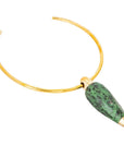 Zanna Pendant Choker: Unakite stone jewelry, empowering strength, serene beauty, versatile charm, handcrafted precision, distinctive design, perfect for daily or special occasions-diagonal view