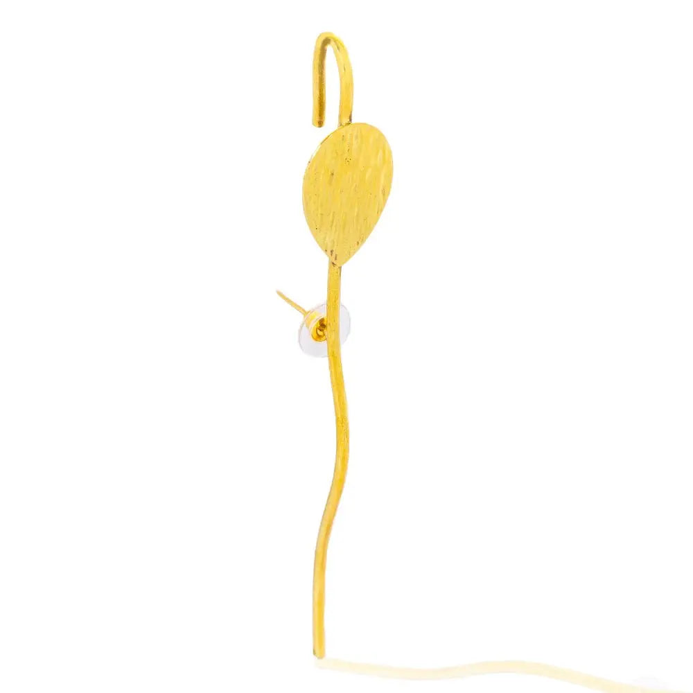 Zeze Ear Pin: bold brass ear accessory, empowering edge, contemporary African design, perfect for parties, gifts, and style statements. Handcrafted for durability, evokes confidence and individuality-over head view