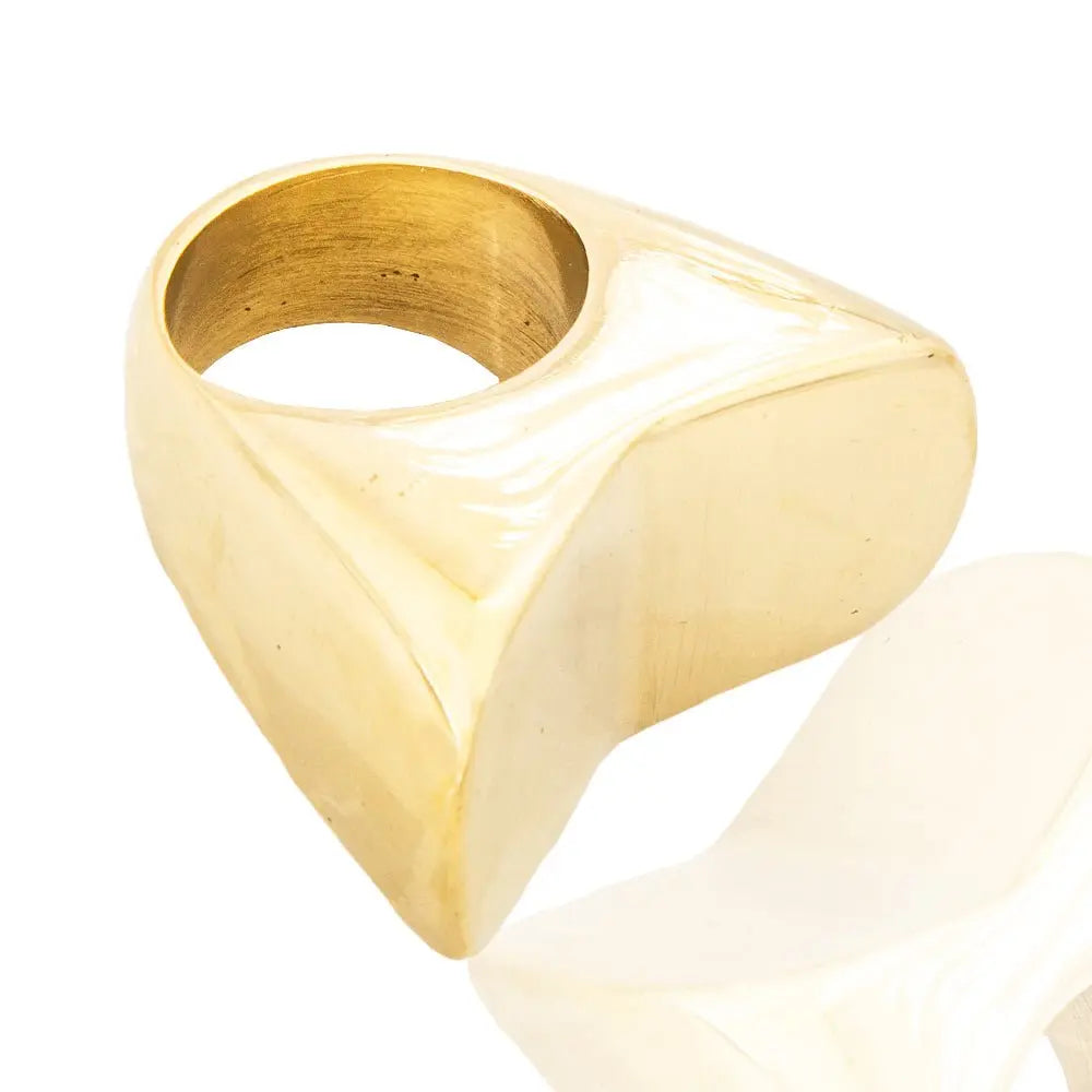 Chunky Zhilan Ring: Bold brass design, fearless elegance, artisan-made, ideal for confident, trendsetting individuals