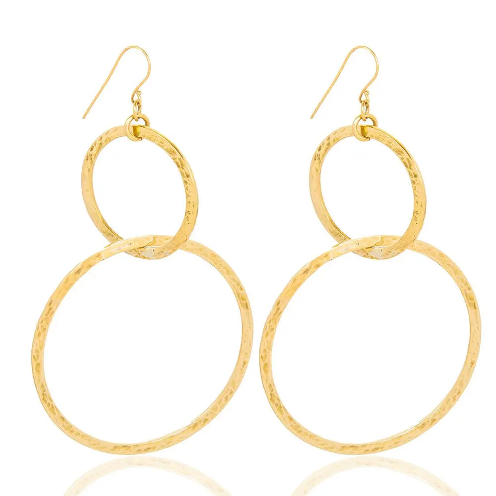 Zoila Gold Chain Earrings: bold luxury, empowering design, versatile glamour, durable brass, eye-catching elegance, fashion-forward statement-over head view