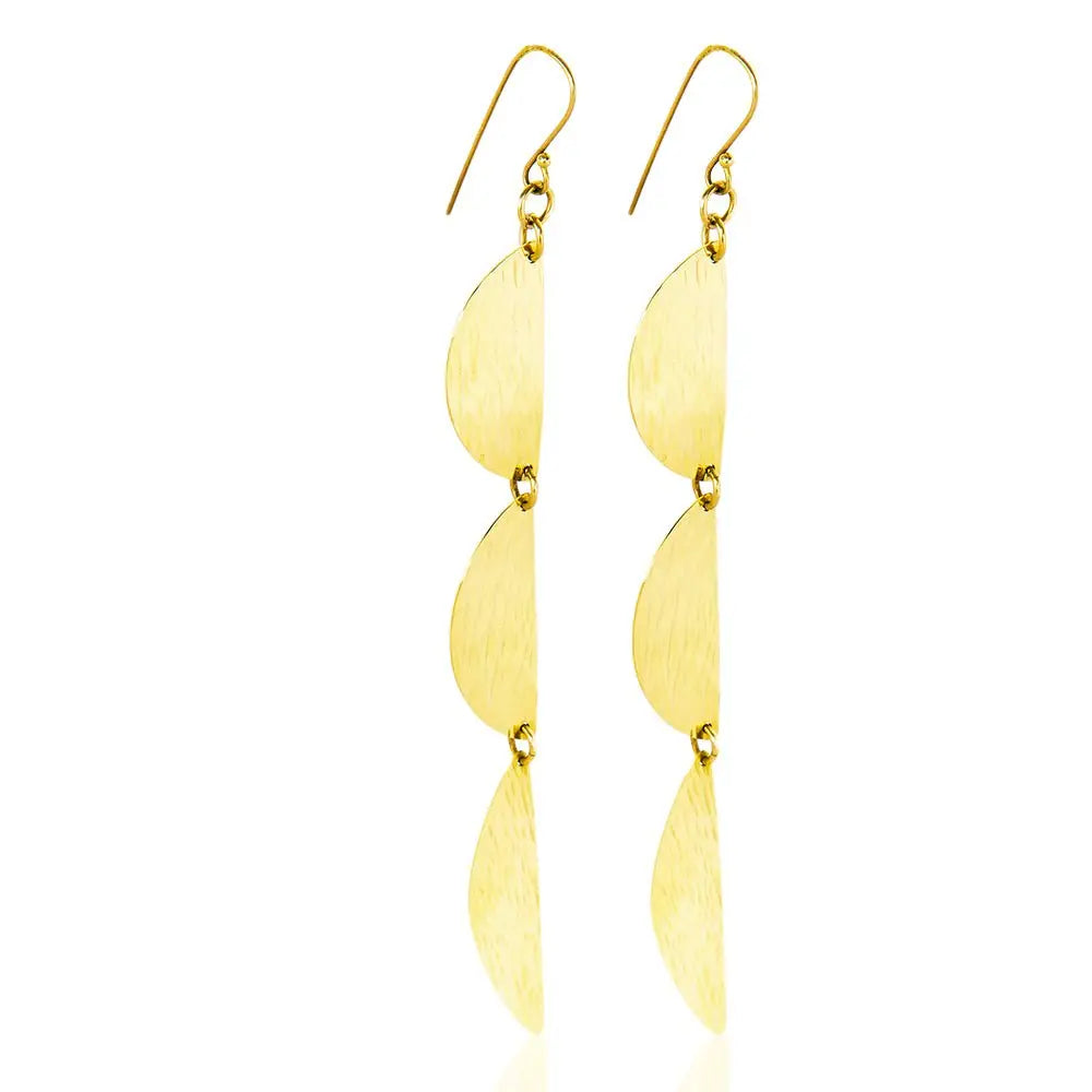 Zorina Hook Earrings: Lightweight brass design, blending tradition with modern charm. Ethical, heartfelt, and unforgettable for gifting or daily wear-over head view