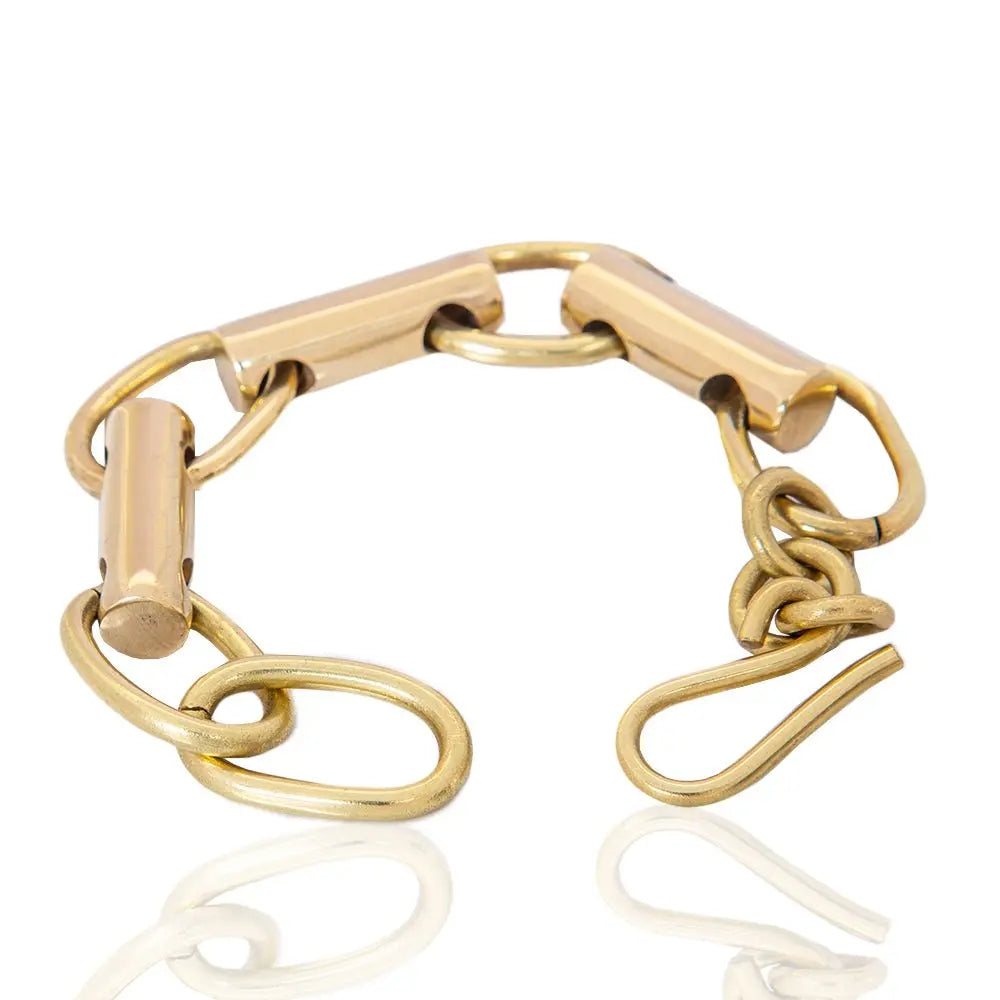 ZUBERI-BRASS-BRACELET modern chunky bracelet evoking courage and bold self-expression-side view