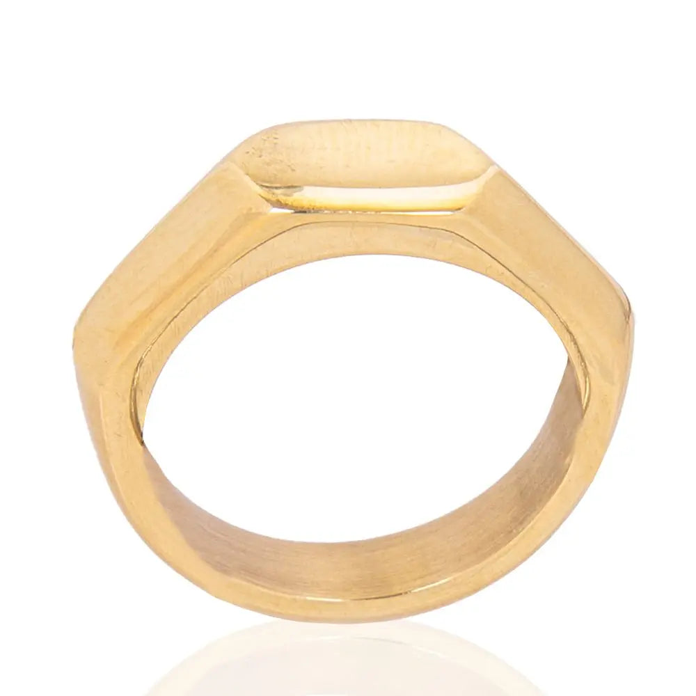 Zuhura Ring: Recycled brass, empowering design, unforgettable charm, perfect for expressive style. Versatile, eye-catching, and meaningful jewelry piece-front view