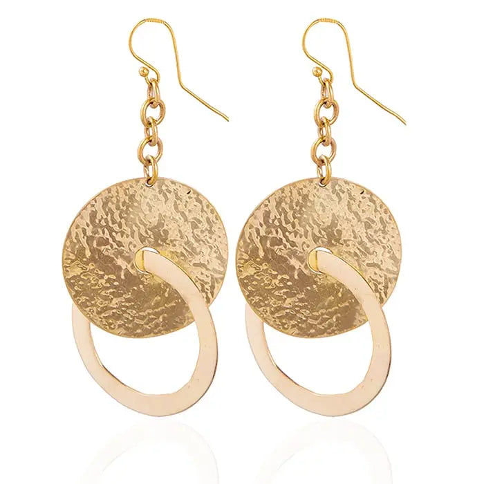 Ziva Brass Earrings: inspiring strength with a bold, artistic design, crafted from durable brass for effortless charm and all-day comfort. Perfect for elevating any outfit with timeless appeal-front view