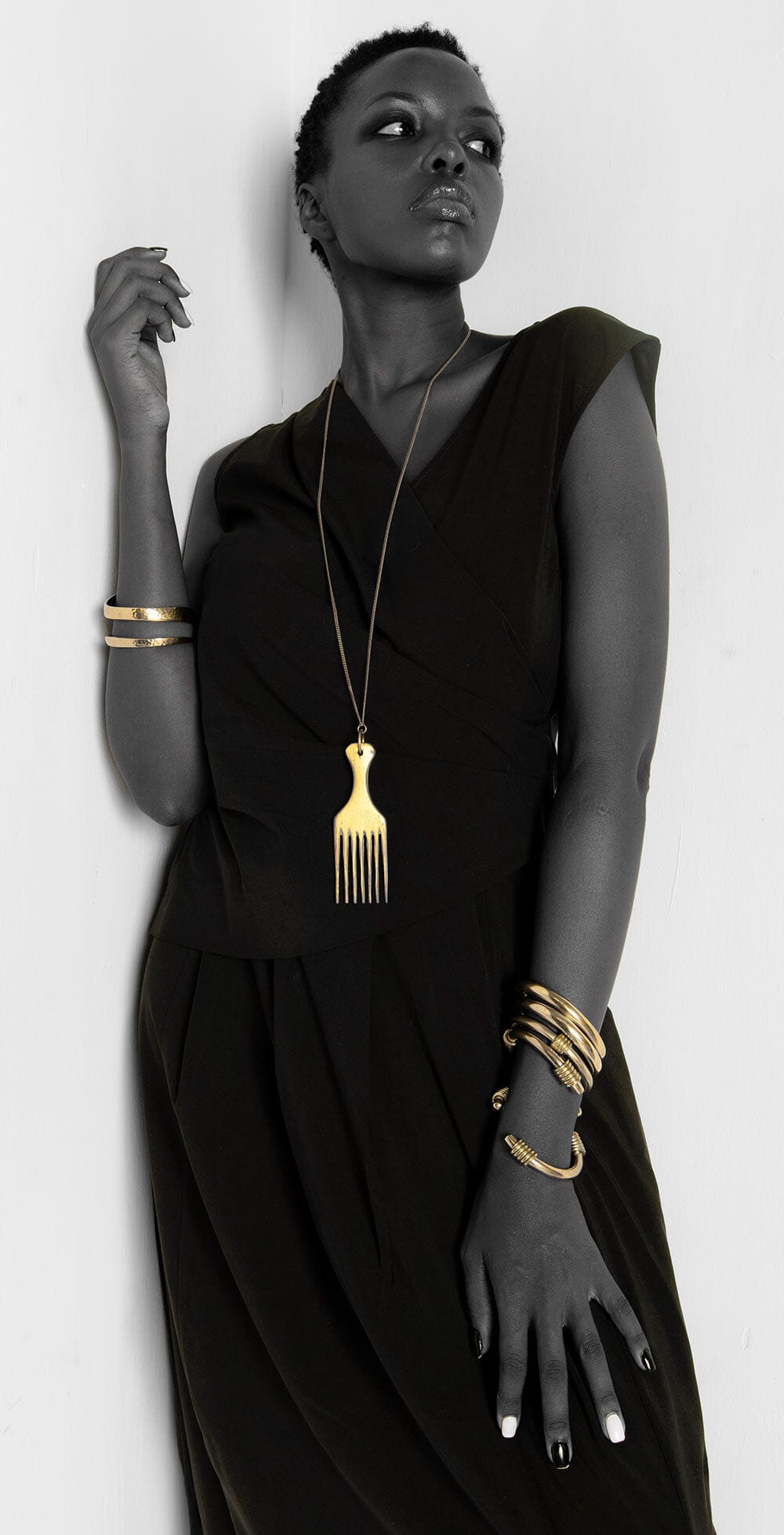 AFRIKA Comb Jewelry: bold cultural statement piece-profile view
