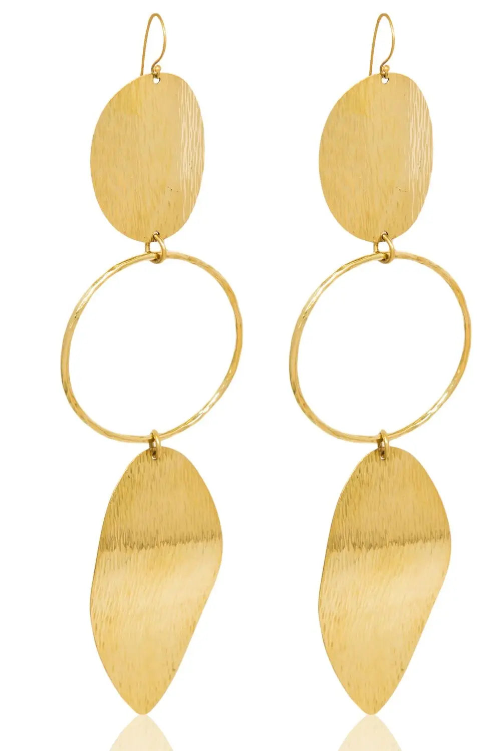 Mbinyanya Earrings: expressive, artisanal brass design for unforgettable style moments-wide angle view
