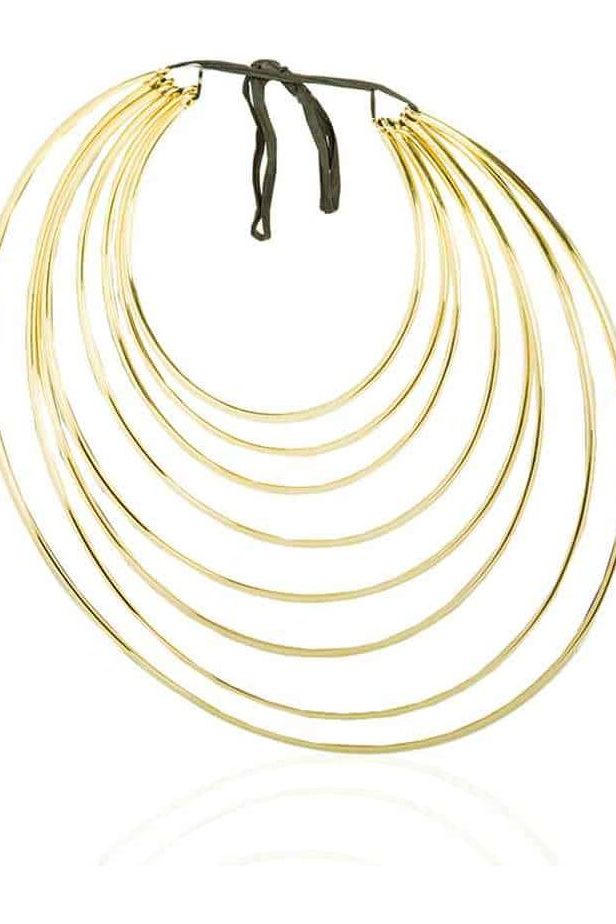 Dhamani Ribbon Necklace: expressive, soulful brass jewelry for modern elegance and heartfelt style-front view