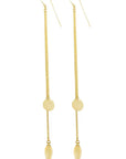 Laki Earrings: upcycled brass, long chain earrings, celebrating heritage with passion and pride-front view