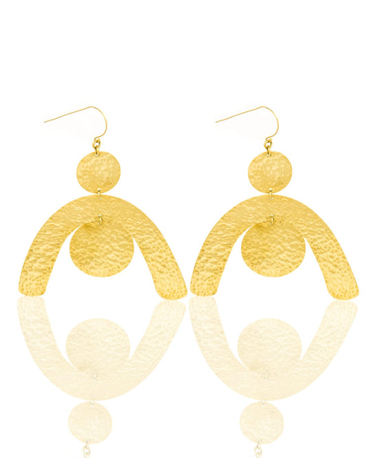 Lia Round Brass Earrings