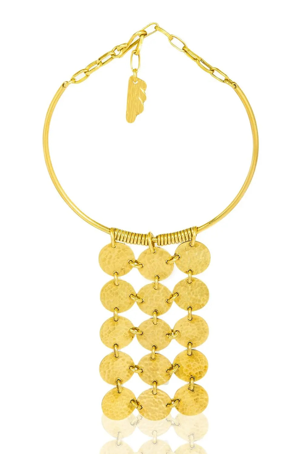 M Farida Pendant Chain: heartfelt, heritage-rich brass necklace for gifting and cultural elegance-front view