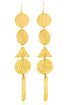 gold dangling Tiifu Gold Dangling Earrings: Chic, lightweight brass earrings for weddings, gifts, and special occasions. Embrace cultural elegance-over head view